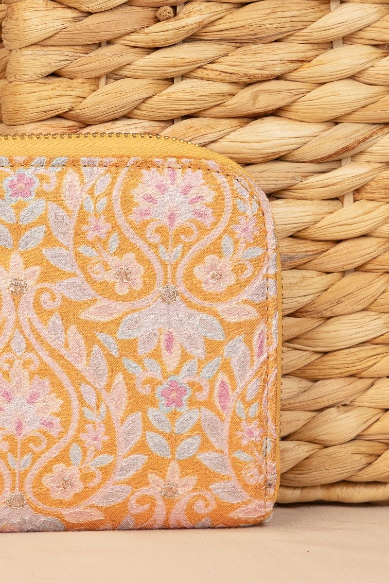 Nyraa Embroidered Wallet - Mustard